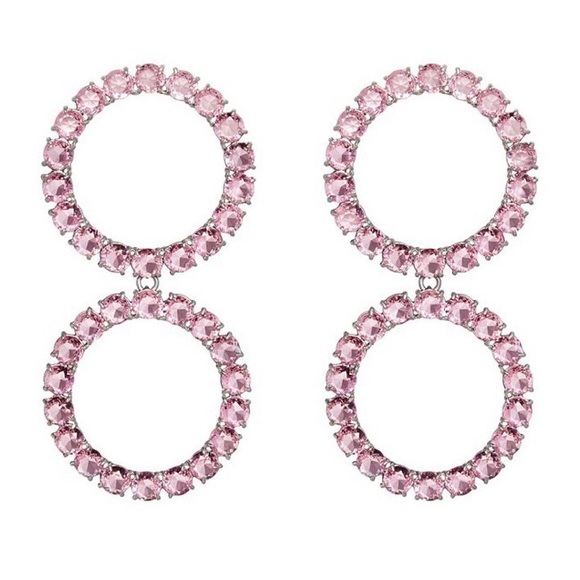 NEW For Love & Lemons Crystal Ball Drop Earrings Pink Large - Picture 4 of 9